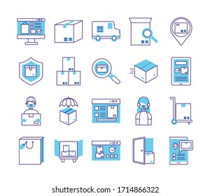 bundle of delivery service icons vector illustration design