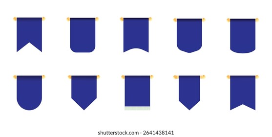 Bundle design element blue pennant flag