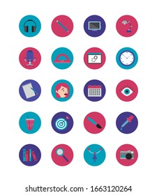 bundle of designer set block and flat icons vector illustration design