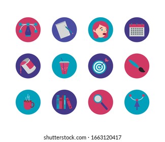 bundle of designer set block and flat icons vector illustration design