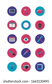 bundle of designer set block and flat icons vector illustration design