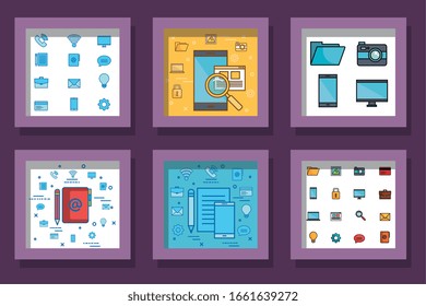 bundle designs of business icons vector illustration design