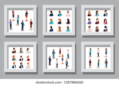 bundle of designs business people vector illustration design