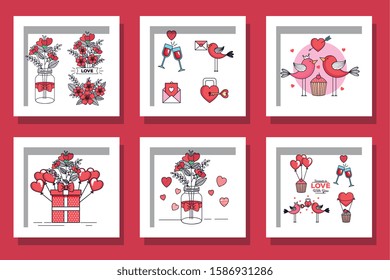 bundle of designs love and decoration vector illustration design