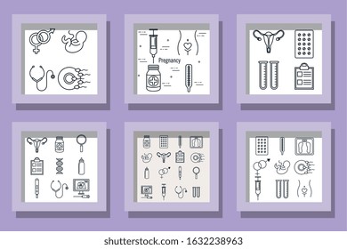 bundle designs pregnancy set icons vector illustration design