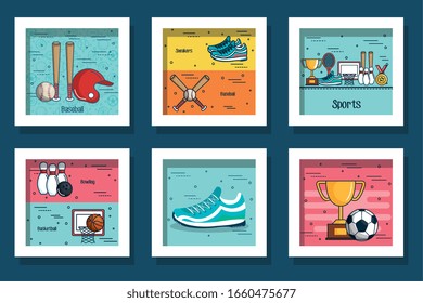 Bundentwürfe von Sportsymbolen Vektorillustration