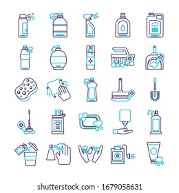 bundle of desinfectants set icons vector illustration design
