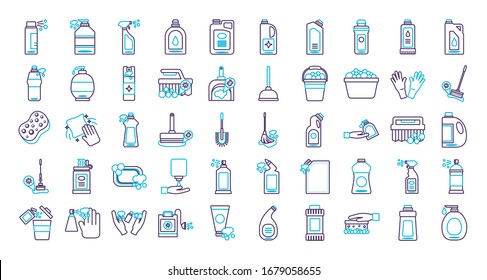 bundle of desinfectants set icons vector illustration design