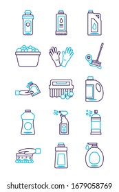bundle of desinfectants set icons vector illustration design