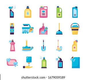 bundle of desinfectants set icons vector illustration design