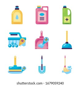 bundle of desinfectants set icons vector illustration design