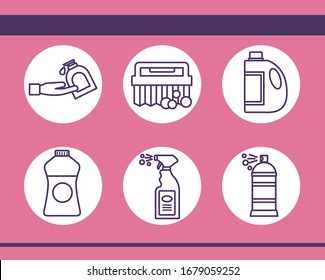 bundle of desinfectants set icons vector illustration design