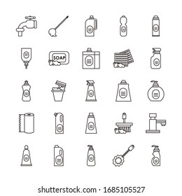 bundle of desinfectants set icons vector illustration design