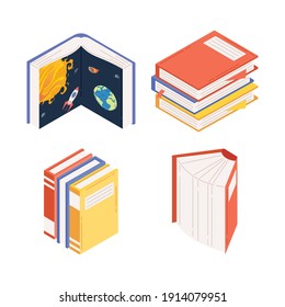 bundle of differents books ,book day celebration vector illustration design