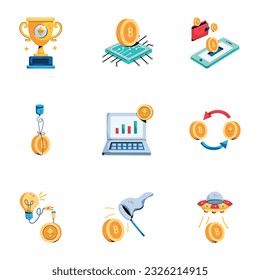 Paket digitaler Währungen Flache Symbole

