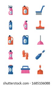 bundle of disinfectants set icons vector illustration design