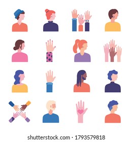 conjunto de diversidad personas configurar iconos diseño de ilustración vectorial