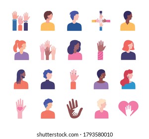 bundle of diversity people set icons vector illustration design