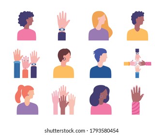 bundle of diversity people set icons vector illustration design