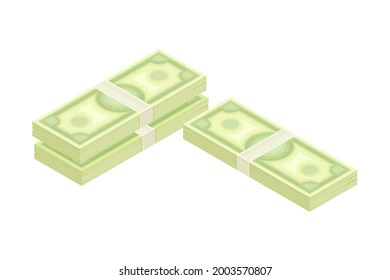 Bundle of Dollar Banknote as Financial Accounting and Summary Isometric Vector Composition