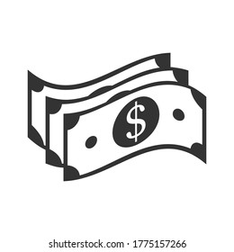 bundle of dollar bills. Simple illustration for websites and apps, isolated on a white background