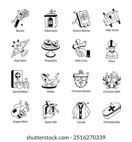 Bundle of Doodle Style Holy Icons

