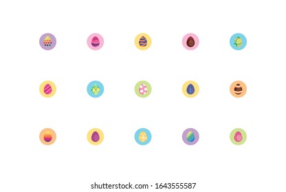 bundle easter eggs painted block style icons vector illustration design