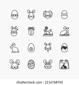 Bundle of easter flat line icons collection. simple  design vector
