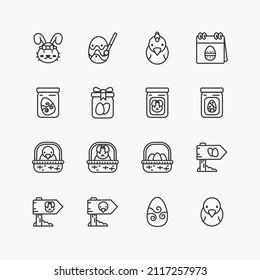 Bundle of easter flat line icons collection. simple  design vector
