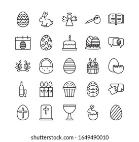 bundle of easter set line icons vector illustration design