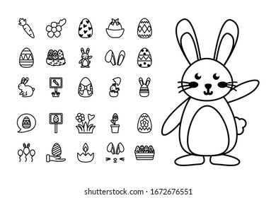 bundle of easter set line icons vector illustration design