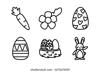 bundle of easter set line icons vector illustration design