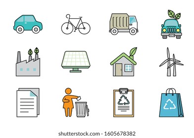 bundle of ecology friendly set icons vector illustration design