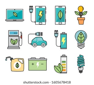 bundle of ecology friendly set icons vector illustration design