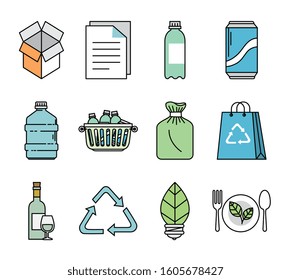 bundle of ecology friendly set icons vector illustration design