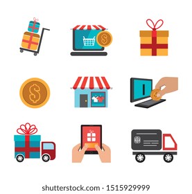 bundle of ecommerce with set icons