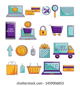 bundle of ecommerce set icons vector illustration design