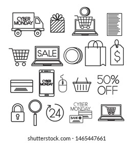 bundle of ecommerce set icons vector illustration design