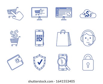 bundle of ecommerce set icons vector illustration design