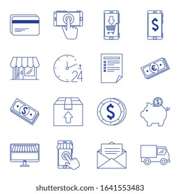 bundle of ecommerce set icons vector illustration design