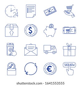 bundle of ecommerce set icons vector illustration design