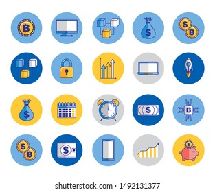 bundle of economy and finances icons vector illustration design