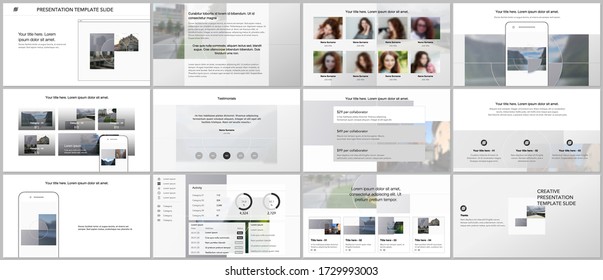 Bundle of editable business templates for digital app, web products. Vector templates for website design, presentations, portfolio, presentation slides, flyer, leaflet, brochure cover, annual report.