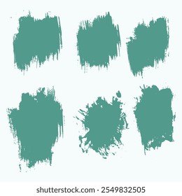 Bundle of editable green color brush stroke illustration and vector ink grunge background