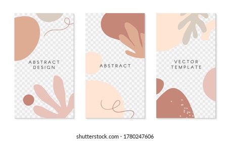 Bundle of editable insta story templates with copy space for text.Modern vector layouts with hand drawn organic shapes and textures.Trendy design for social media marketing,digital post,prints,banners