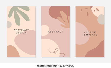 Bundle of editable insta story templates with copy space for text.Modern vector layouts with hand drawn organic shapes and textures.Trendy design for social media marketing,digital post,prints,banners