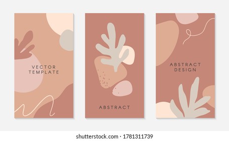 Bundle of editable insta story templates with copy space for text.Modern vector layouts with hand drawn organic shapes and textures.Trendy design for social media marketing,digital post,prints,banners