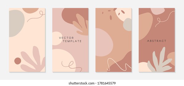 Bundle of editable insta story templates with copy space for text.Modern vector layouts with hand drawn organic shapes and textures.Trendy design for social media marketing,digital post,prints,banners