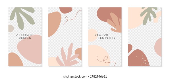 Bundle of editable insta story templates with copy space for text.Modern vector layouts with hand drawn organic shapes and textures.Trendy design for social media marketing,digital post,prints,banners