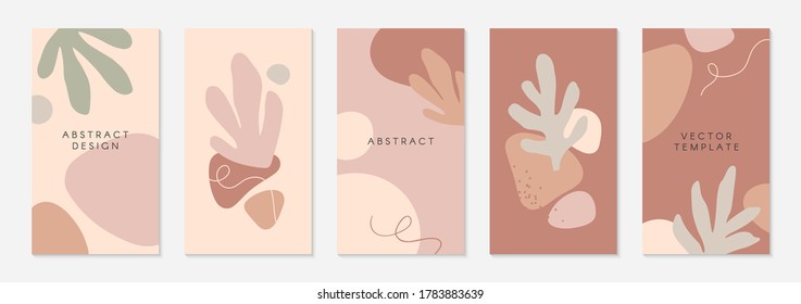 Bundle of editable insta story templates with copy space for text.Modern vector layouts with hand drawn organic shapes and textures.Trendy design for social media marketing,digital post,prints,banners
